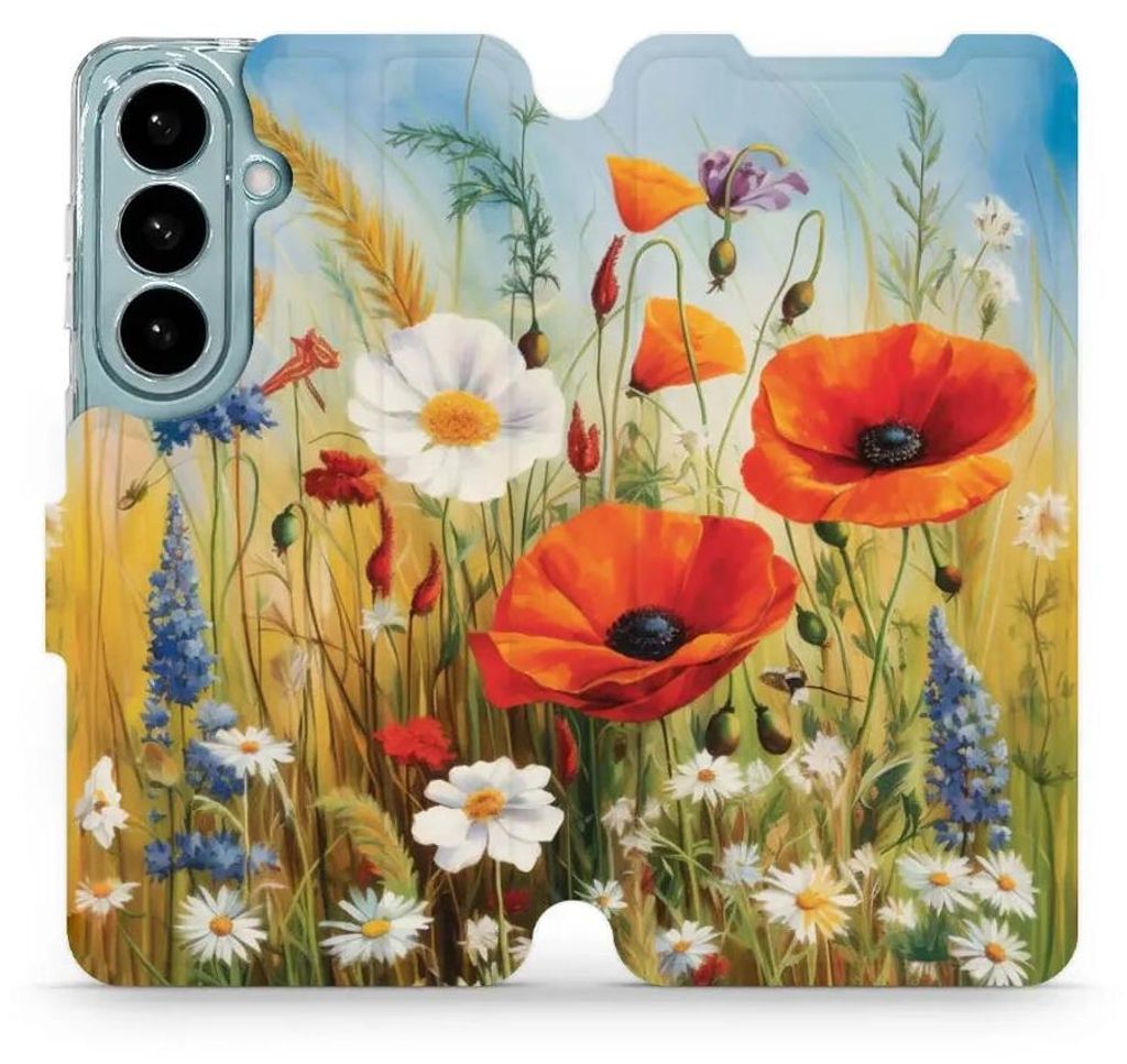 Handyhülle mit klappe für Galaxy S26, Mobiwear Book, Wiesenblumen