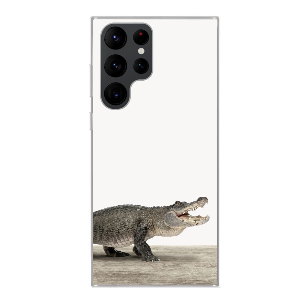 MuchoWow Handyhülle Schutzhülle Hülle für Samsung Galaxy S22 Ultra Kinder - Krokodil - Junge - Kinder - Mädchen Silikon Softcase Handy Hüll...