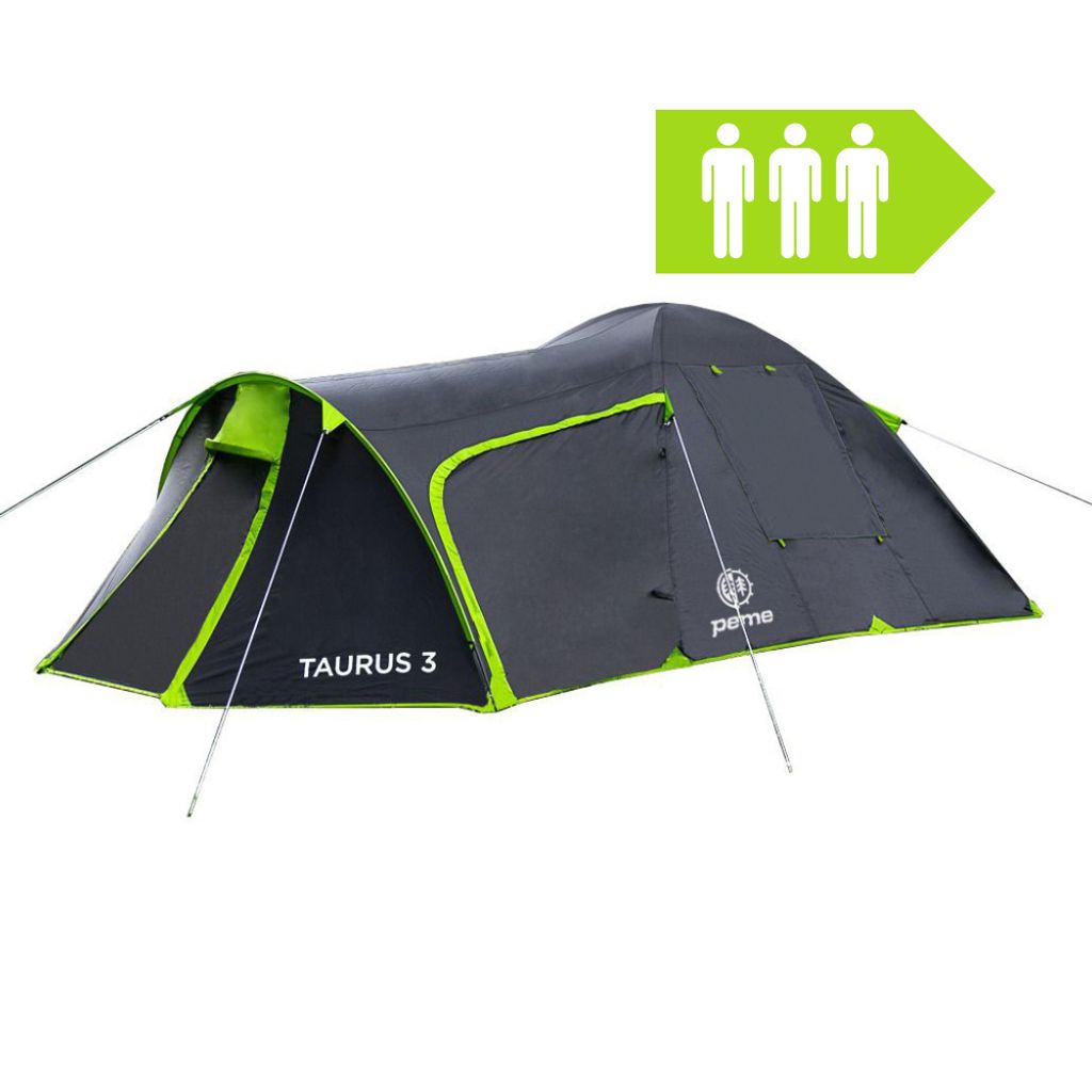 Campingzelt Peme Taurus 3 mit Tragetasche - Schnellaufbauzelt mit Innentaschen & Lampenhalter für 3 Personen