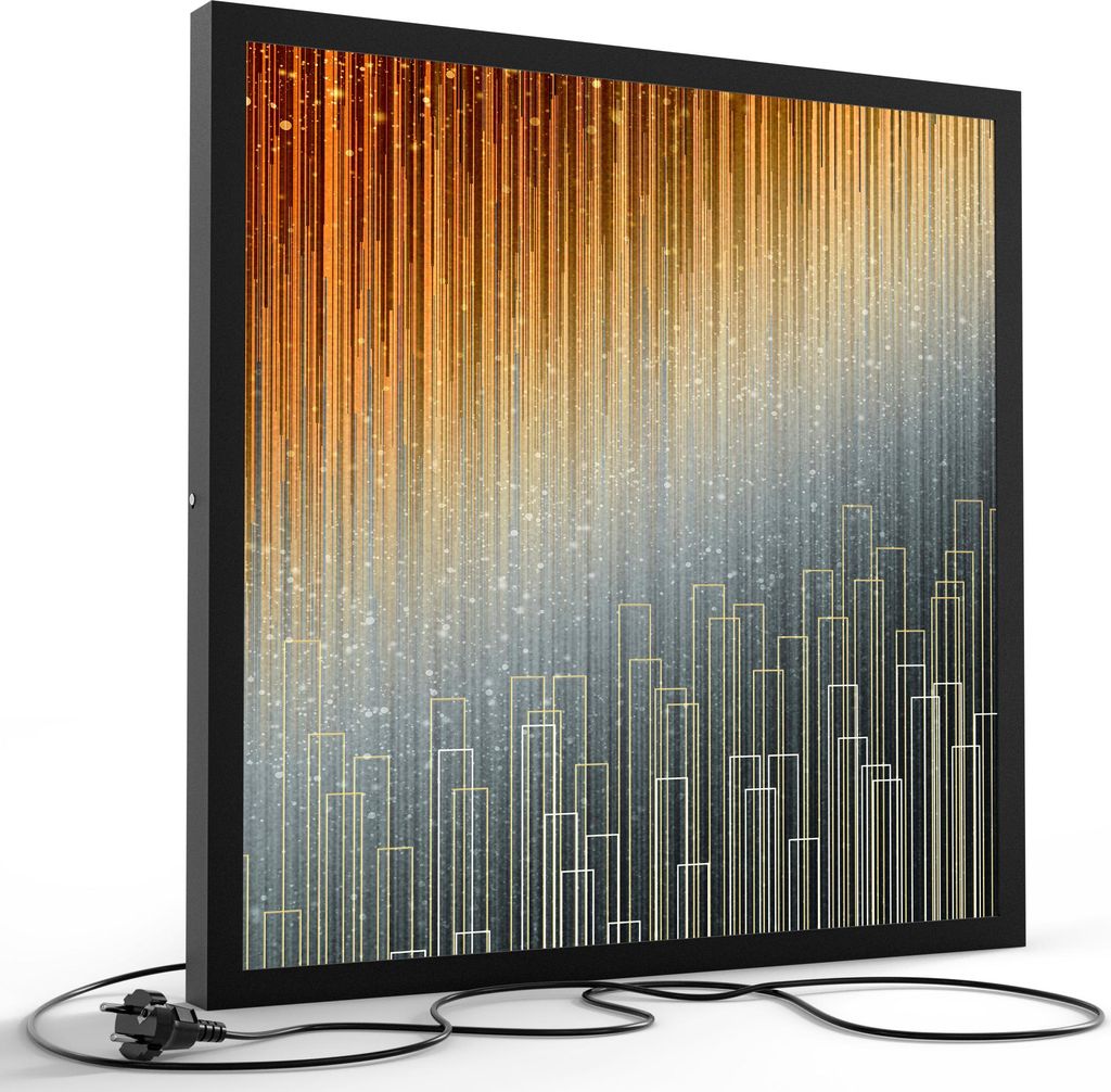 DEQORI LED-Bild & Lampe 60x60 cm Schwarz 'Funkelnder Lichterregen' Leuchtbild LED Leuchte