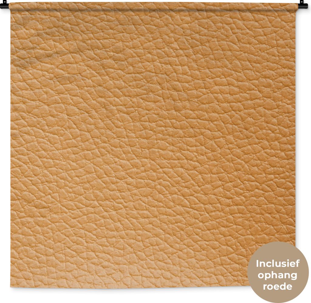 MuchoWow Wandteppich Wandbehang Leder - Strukturiert - Leder-Optik - Orange 120x120 cm Tapisserie Dekoration Wandtuch - Modern - Baumwollgewebe
