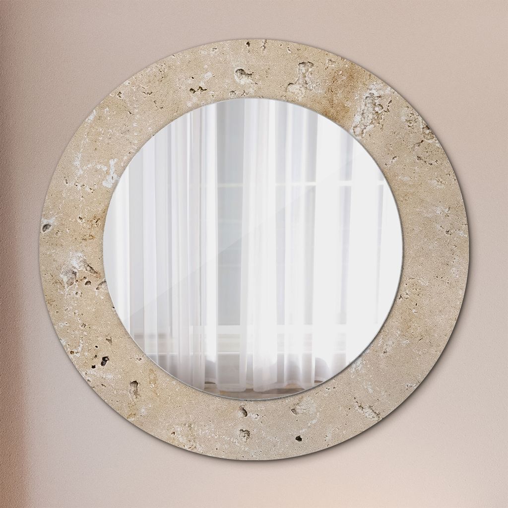 Spiegel - Mirror zum Wandspiegel Schlafzimmer – Schminkspiegel- natürlich Stein- Ø60cm