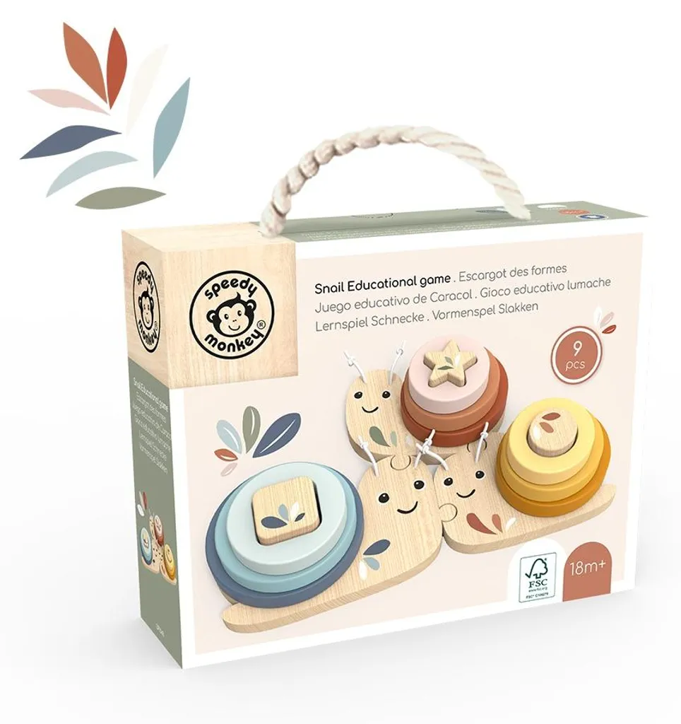 Jeu éducatif escargot multicolore Speedy Monkey puzzle bois premier âge - 2