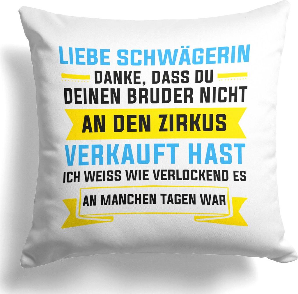22Feels Schwägerin Geschenk Hochzeit Idee Frauen Kissen -Dein Bruder- Geburtstag Weihnachten Deko Wohnaccessoire Dekoration Wohnzimmer Schlafzimme...