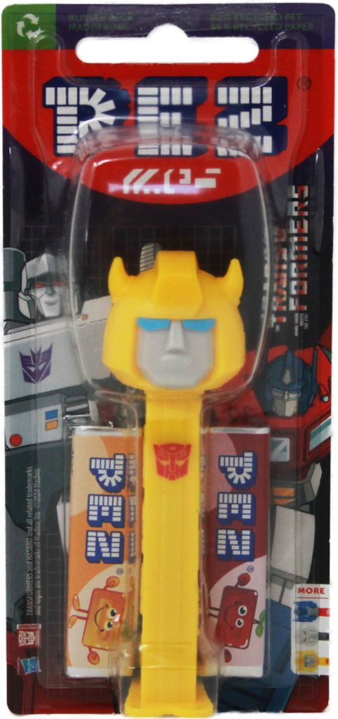 PEZ Figur Bumblebee mit gelbem Spender und zwei Päckchen Produktbild 