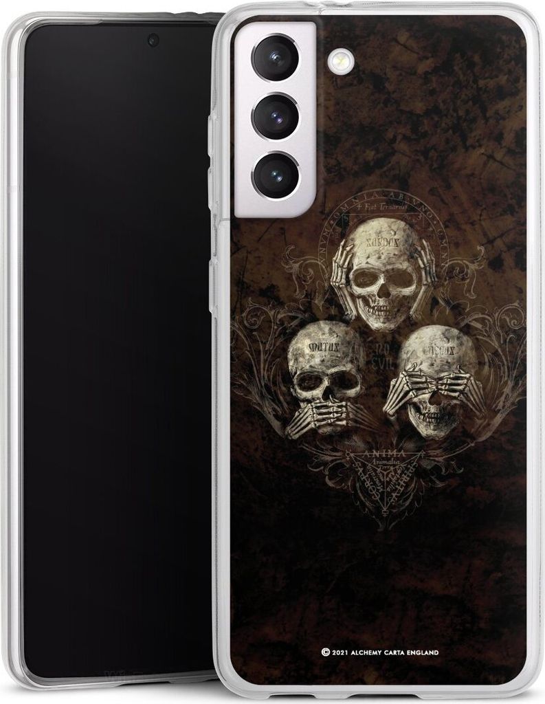 DeinDesign Slim Hülle für Samsung Galaxy S21 5G Silikon Case Ultra Dünn Handyhülle Art Gothic Totenköpfe