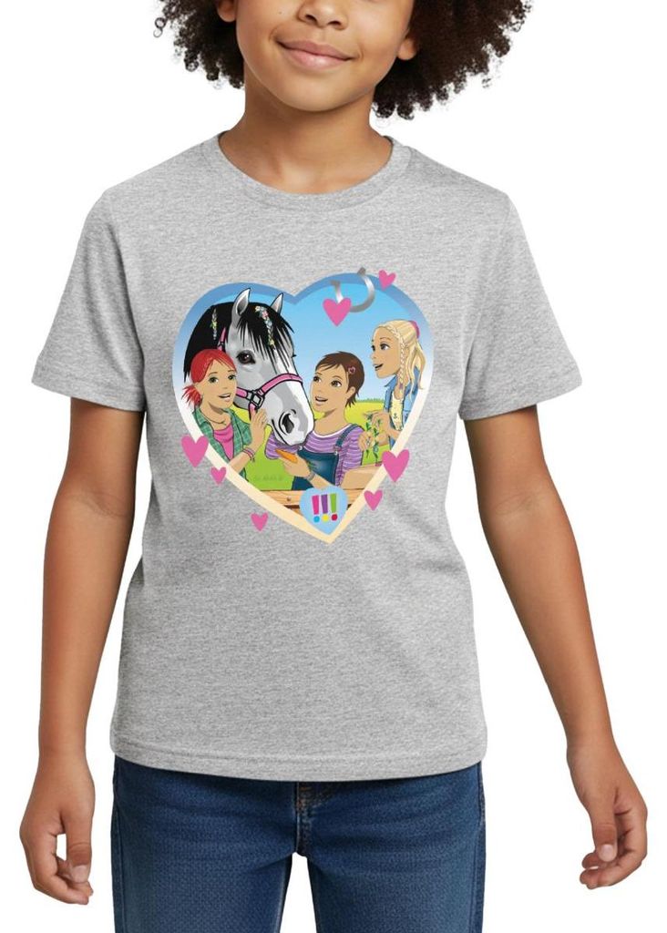 Spreadshirt Die Drei Ausrufezeichen Einsatz Im Pferdestall Kinder T-Shirt, 122/128 (7-8 Jahre), Grau meliert