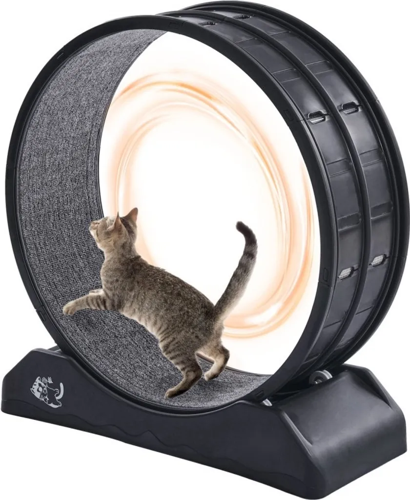 Roue de fitness pour chat 80x34x85cm - Tapis de course félin noir 4kg