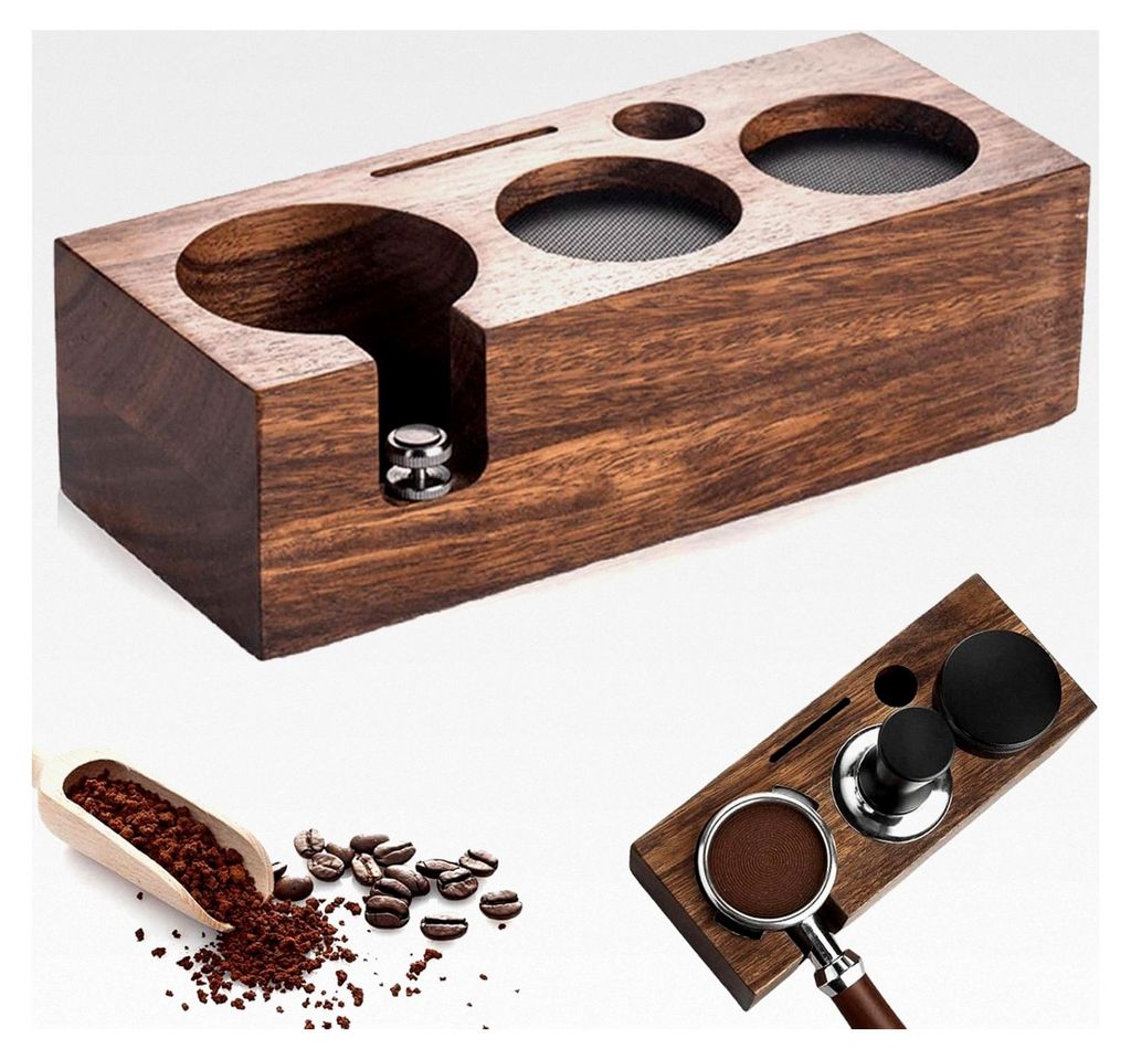Tamperstation 51mm aus Nussbaum, Kaffeetamping Station, Barista Zubehör, Halter für Kaffeefilter