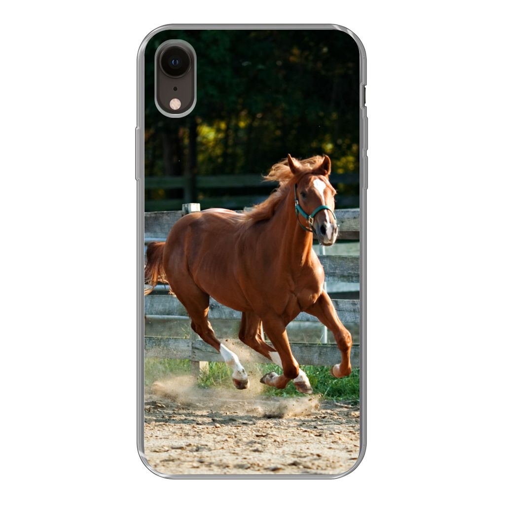 MuchoWow Handyhülle Schutzhülle Hülle für iPhone XR Pferd - Licht - Sand Silikon Softcase Handy Hülle - Schutzdeckel