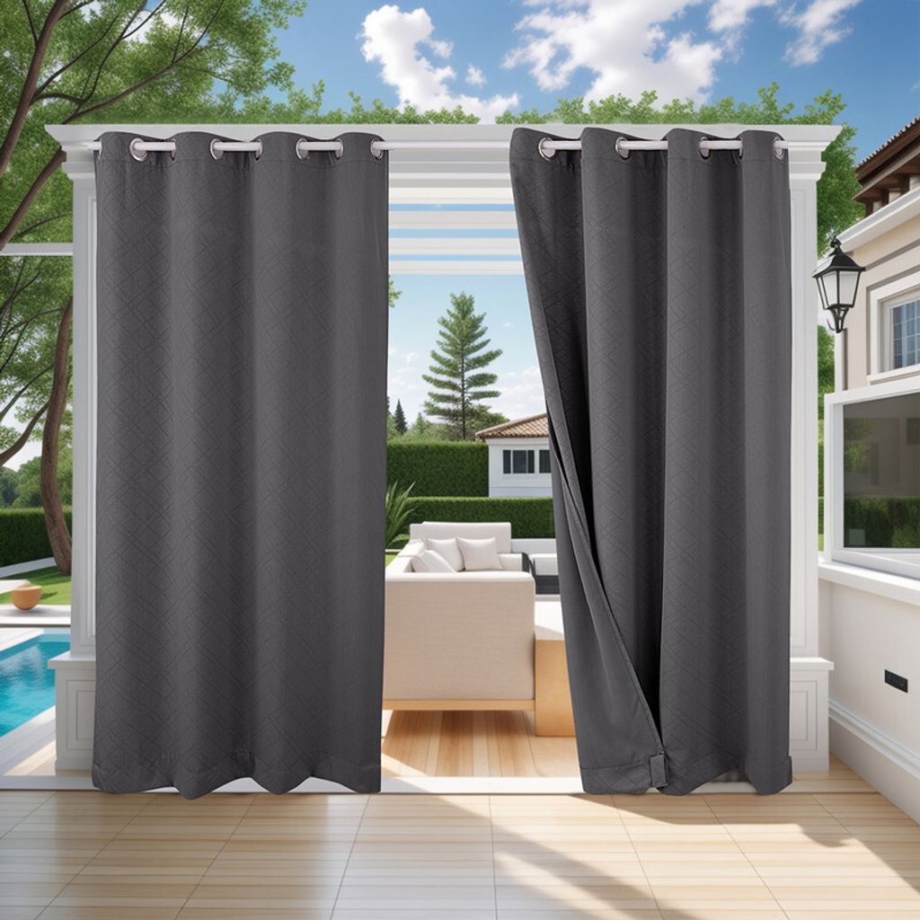 (132cm*238cm,Dunkelgrau) 1 Stück Outdoor-Vorhänge Winddicht Verdunkelnd Wärmeisolierend 3D-geprägte Wasserdichte Vorhänge Grommet Top and Tab ...