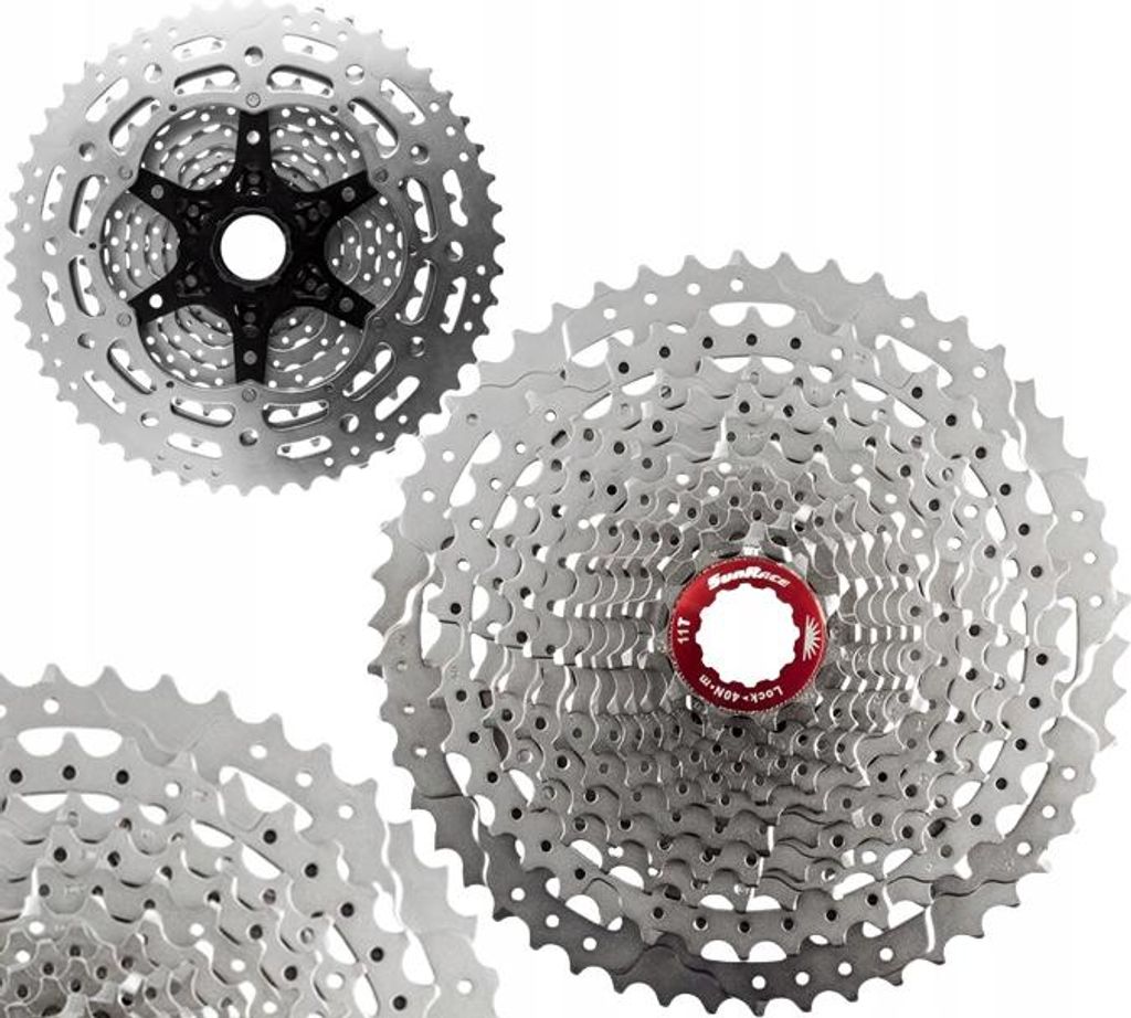 Three bicycle cassettes are shown against a white background.