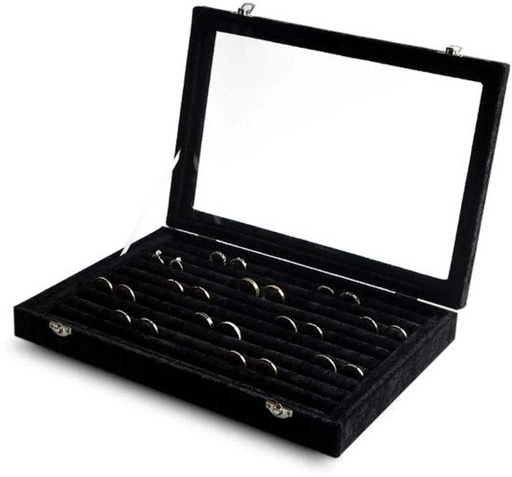 Rangement bijoux 10 compartiments pour montres et bagues en velours