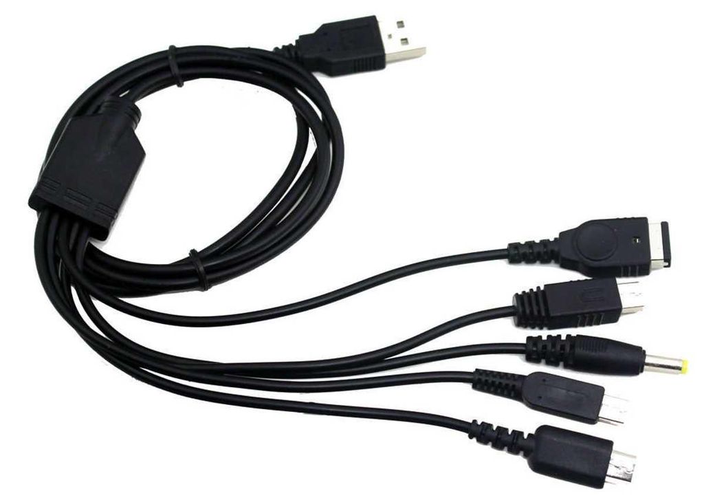 5in1 USB-Kabel für 3DS / NDSi / NDSL / GBA SP / PSP / Wii U Produktbild 