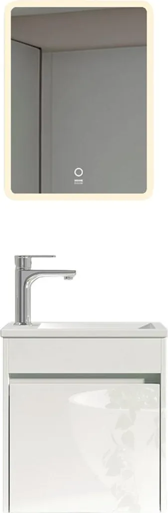 Ensemble meuble lave-mains BORKUM blanc avec vasque pour petit espace