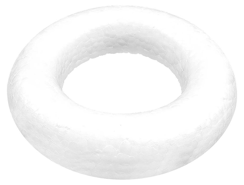 1 Styroporkranz weiß, Styropor-Kranz Kranz  Ring flach Rohling, 15 cm