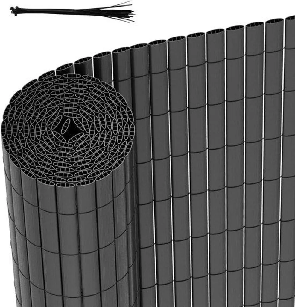 Pare-vent balcon en PVC anthracite triple renfort - Brise-vue 1x5m