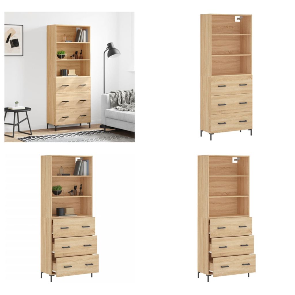 vidaXL Highboard Sonoma Eiche 69,5x34x180 cm Holzwerkstoff - Highboard - Highboards - Sideboard - Schrank