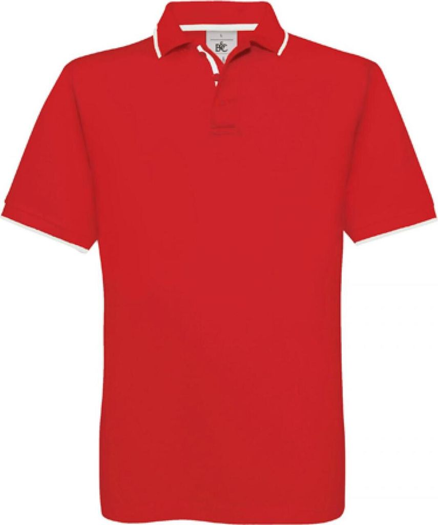 B&C PU413 | Herren Poloshirt Safran Sport - Farbe: Red/White - Größe: S