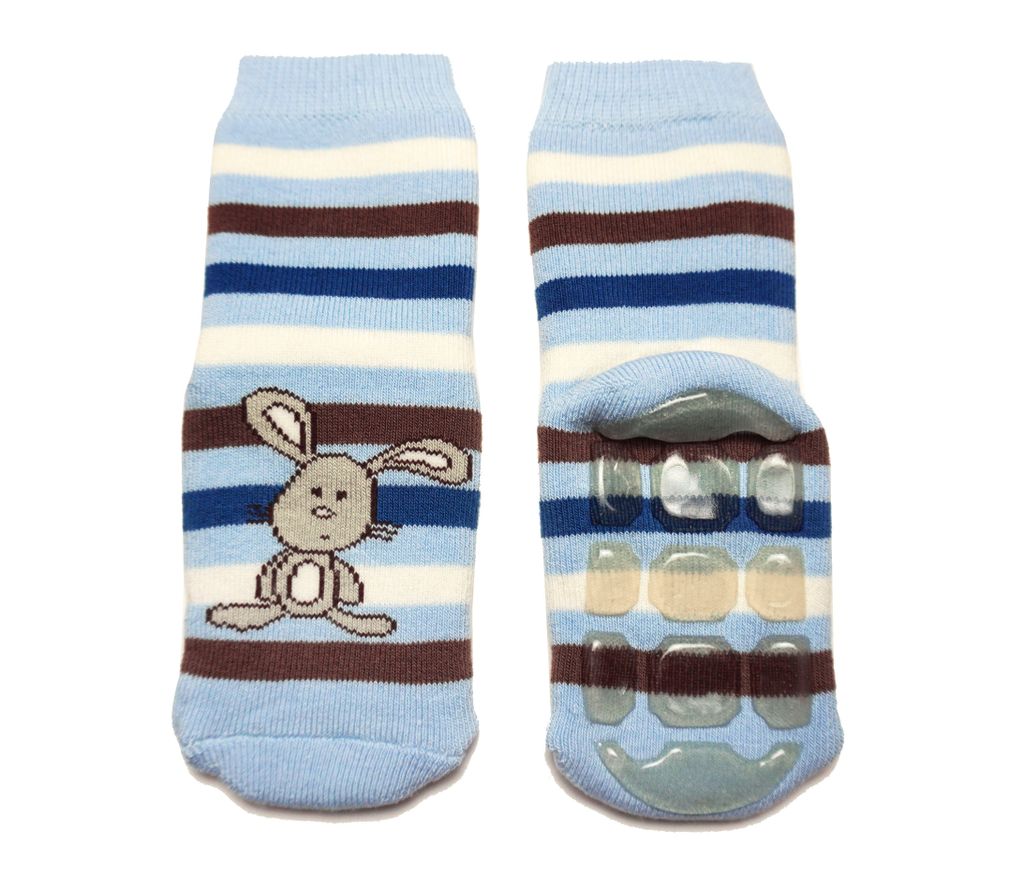 Kinder ABS-Socken aus Baumwolle Tommy der Hase Hellblau Größe 19-22