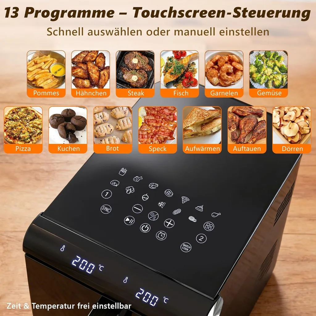 Friteuse à air chaud 11L 2800W - Double Zone avec écran tactile LCD
