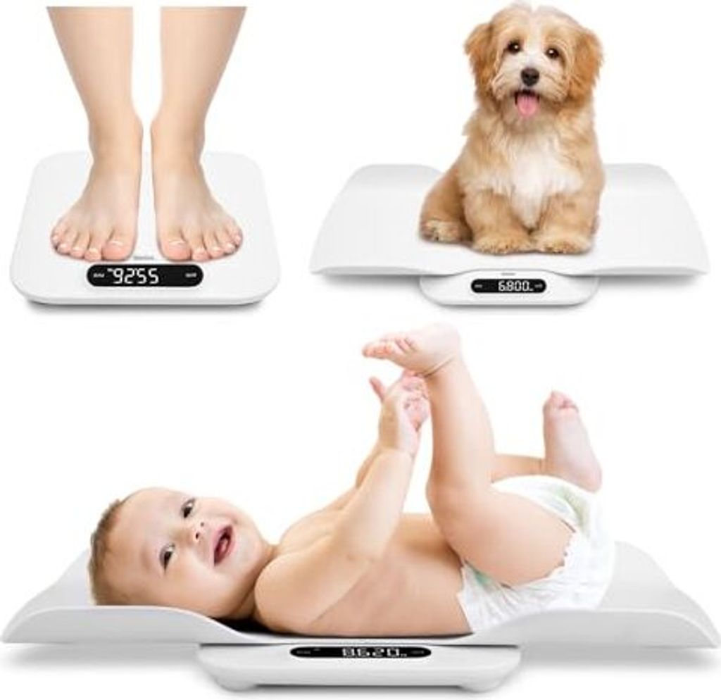 BAGAIL Babywaage mit Abnehmbarem Tablett, Automatisch Rotierenden Messwerten, Tara, Automatischer Sperre und Vergleich, Universelle Digitale Waage