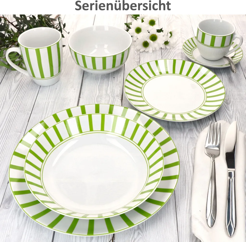 Offerta servizio caffè 18 pezzi porcellana Split verde 6 persone - 6
