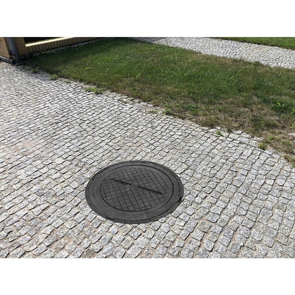 Produktbild von 4IQ Senkgrubenabdeckung 80 Cm Rund – Schachtdeckel Aus Polymer, Tragbar Bis 1,5t, Diebstahlsicher & Frostsicher