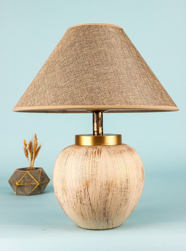Opviq, BK011, Tischlampe, Beige, KERAMIKKÖRPER, 30 x 30 x 35 cm