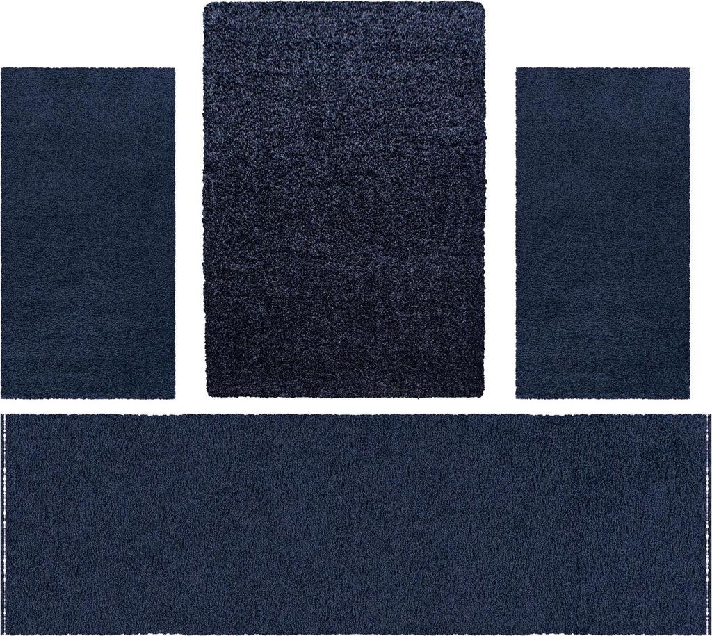 Villa Möbel Lifiva Teppich-Set Marinblau - 4-teiliges Set für Ihr Zuhause, Grösse:1 x 160x230 cm + 2 x 80x150 cm + 1 x 80x250 cm