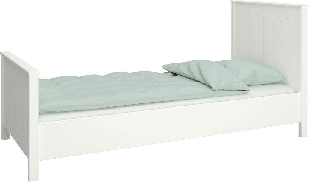 Landhaus Einzelbett 90x200 Bett weiß Kinder Jugendbett Produktbild 