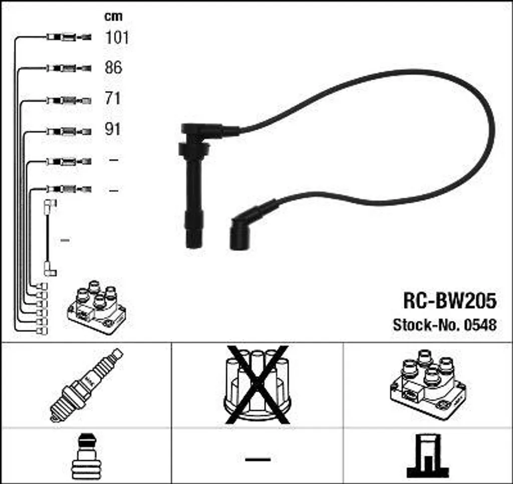 Faisceau d'allumage NGK 548 pour moteur BMW E36 Z3 avec embouts isolants