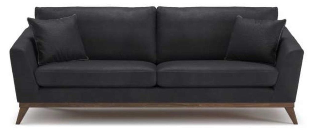 Grauer Dreisitzer Holzgestell Moderne Wohnzimmercouch Neu Luxus Design