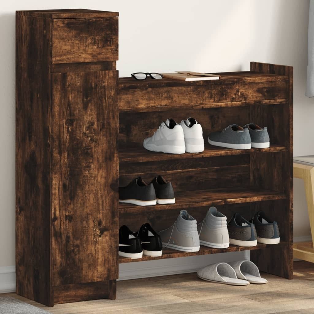 Möbel Schuhschrank Räuchereiche 100,5x28x100 cm Holzwerkstoff - Schuhregale 840426