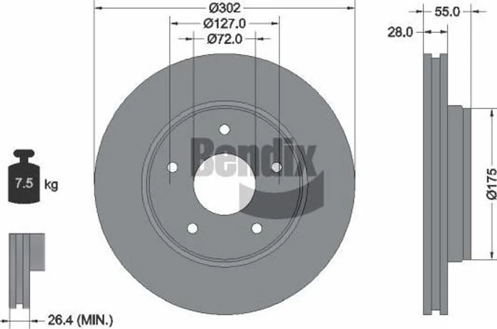 Disque de frein haute performance BENDIX BDS2057 conforme OE Jeep