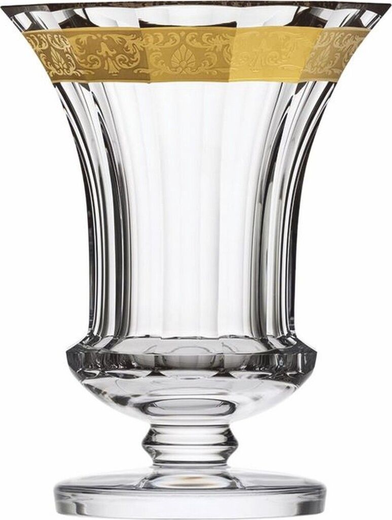 Casa Padrino Luxus Barock Kristallglas Vase Gold Ø 19,7 x H. 25 cm - Mundgeblasen & Handgeschliffen