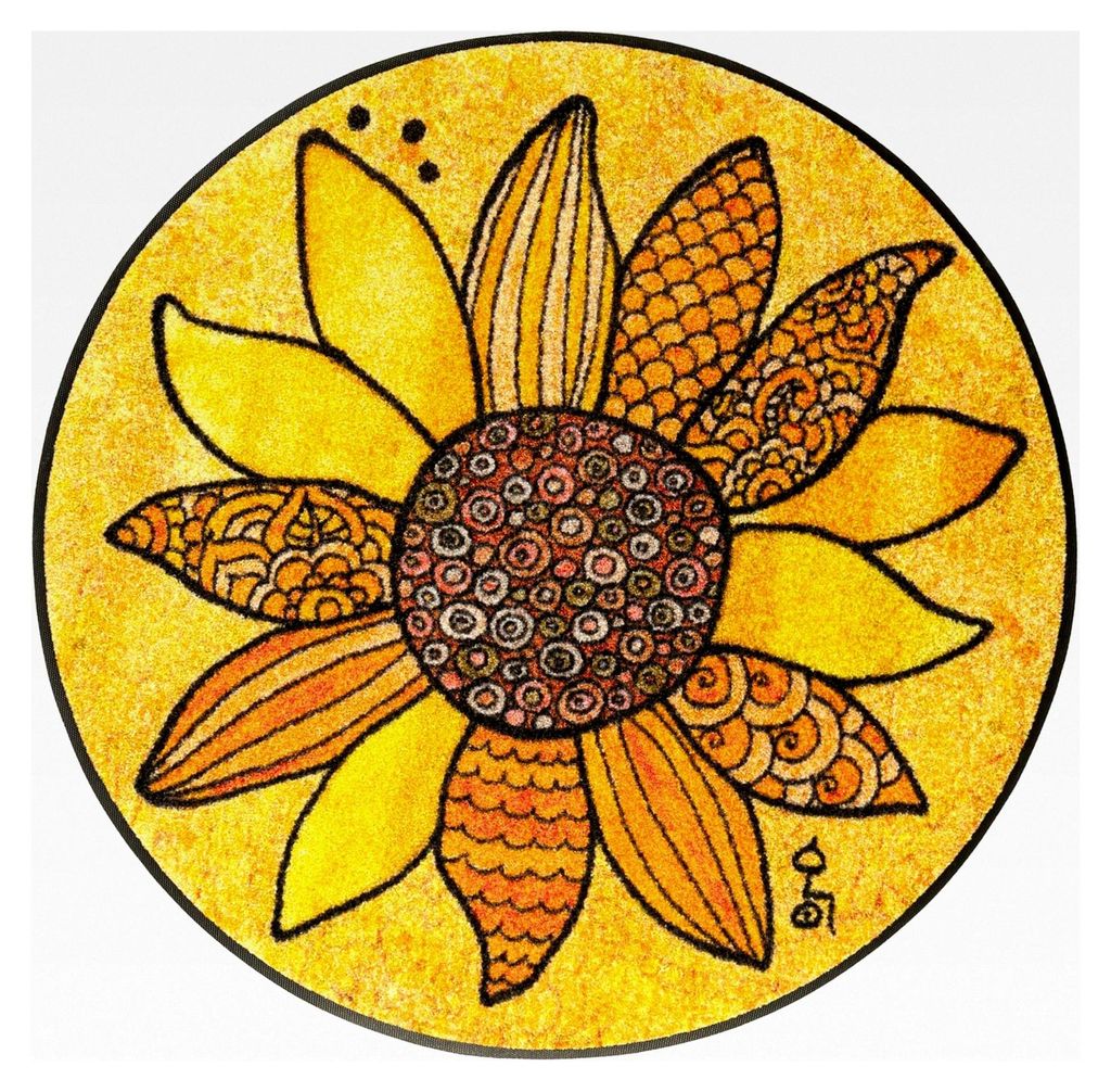 Fußmatte Sonnenglück 85x85cm, für Innen- und Außenbereich, waschbar, bunt