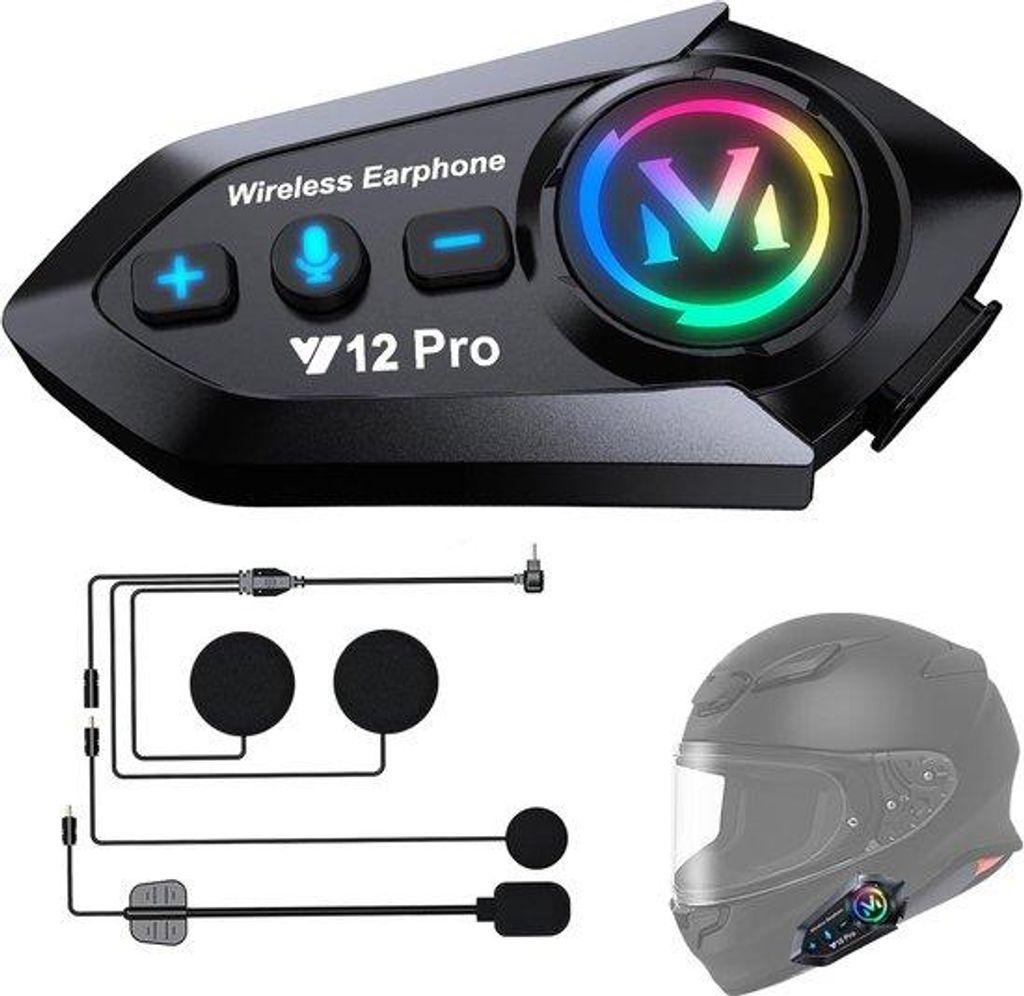 Motorhelm-Kommunikationssystem mit Bluetooth 5.4, 2-fach-Chip-Headset für Motorradfahrer, 500 m Reichweite, Motorradhelm, Paar, für Multitasking,...