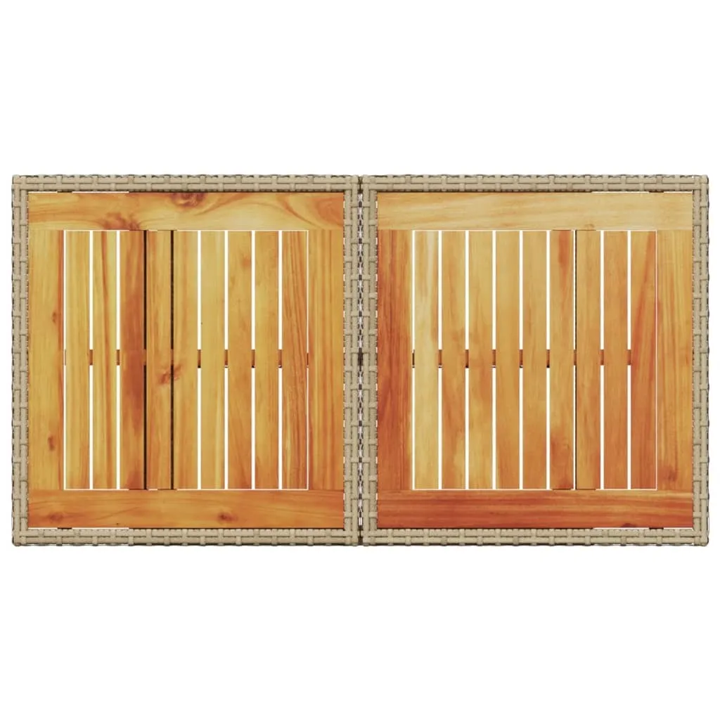 SYFAX Tavolo da Esterno 100x55x73 cm Polyrattan Beige Legno Acacia - 6