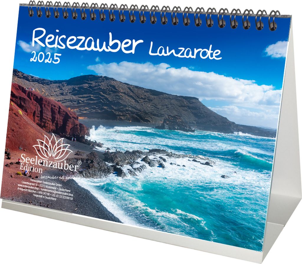 Reisezauber Lanzarote DIN A5 Tischkalender für 2025 Arrecife Spanien Urlaub Strand Meer Reise Kanaren - Seelenzauber