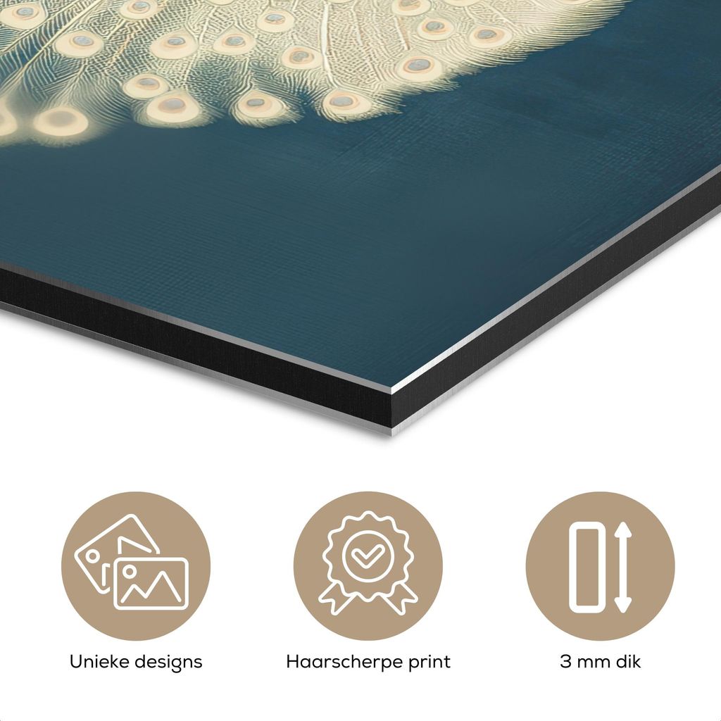 MuchoWow Wanddekoration Metall Metallbild Wandkunst 90x90 cm Vogel - Blau - Vintage MuchoWow Aluminium Gemälde - Dekoration - Industrial - Metall