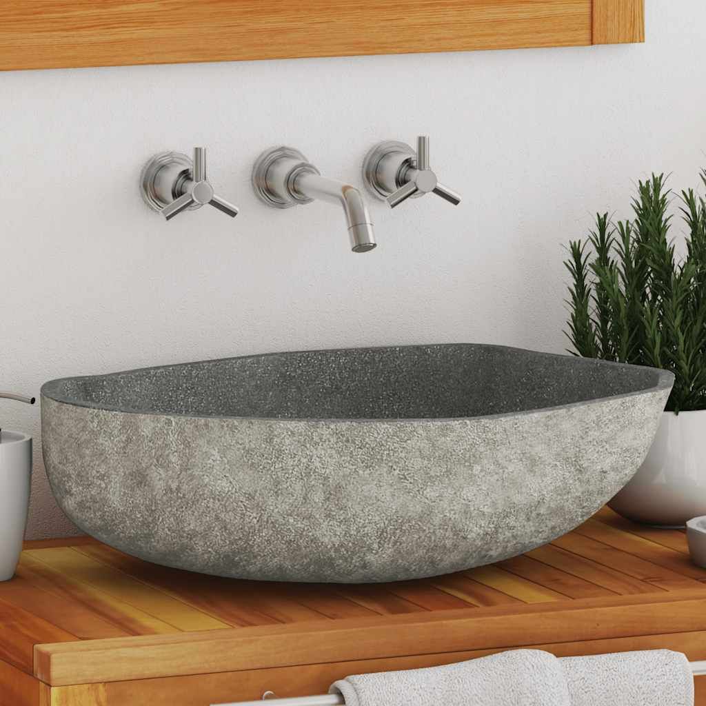 vidaXL Waschbecken Flussstein Oval (45-53)x(34-41) cm Produktbild 
