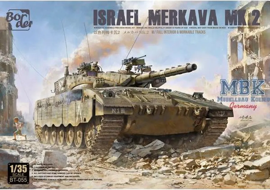 Maquette char Merkava Mk.2 intérieur complet et chenilles mobiles