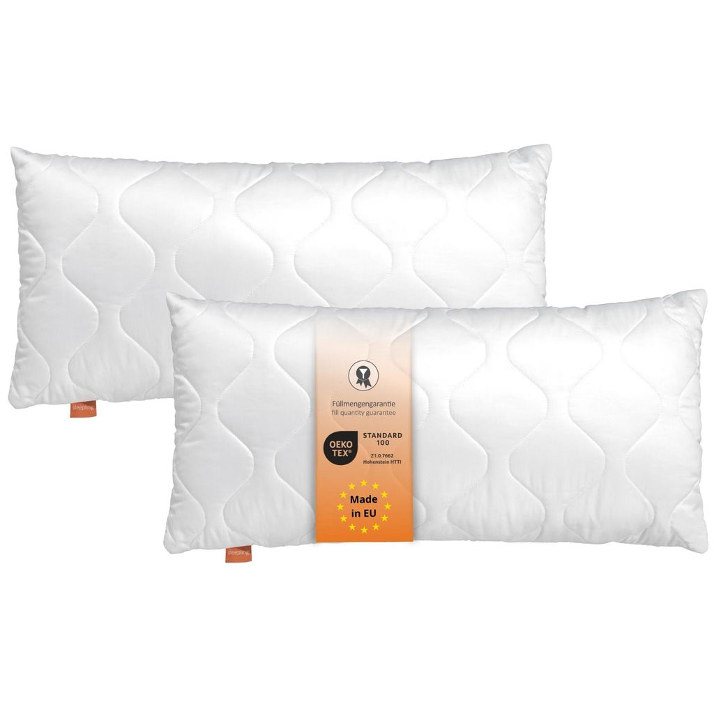 Kopfkissen 60 x 80 cm, 2er Set, Schlafkissen, 100% Mikrofaser, für Allergiker geeignet, sleepling Basic 100