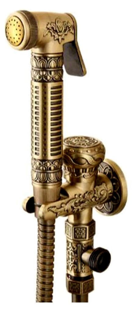 Hand-Bidet-Sprühset for Toilette in Antik-Bronze Messing-Hand-WC-Bidet-Sprühkopf mit Schlauch und Halterung, for die persönliche Hygiene