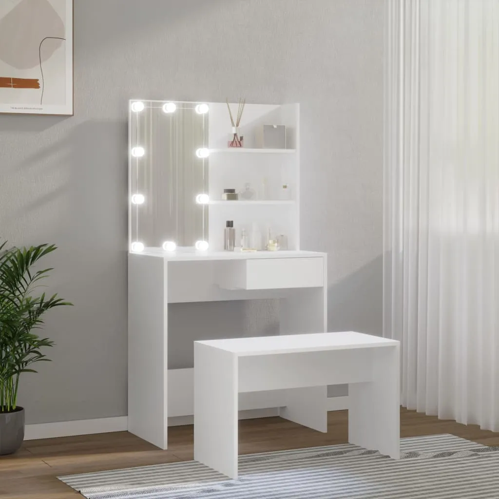 Coiffeuse vidaXL avec LED miroir blanc en bois composite - Modèle 2024 - 5