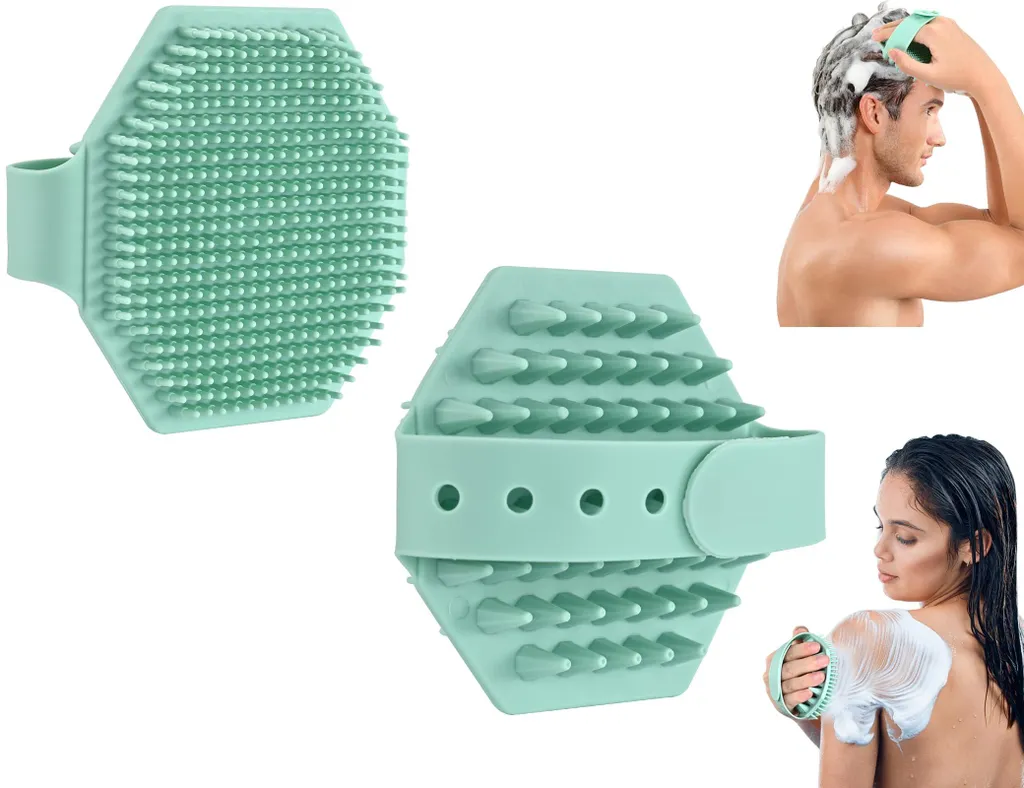 Brosse dos silicone anti-impuretés, solution exfoliation douce verte