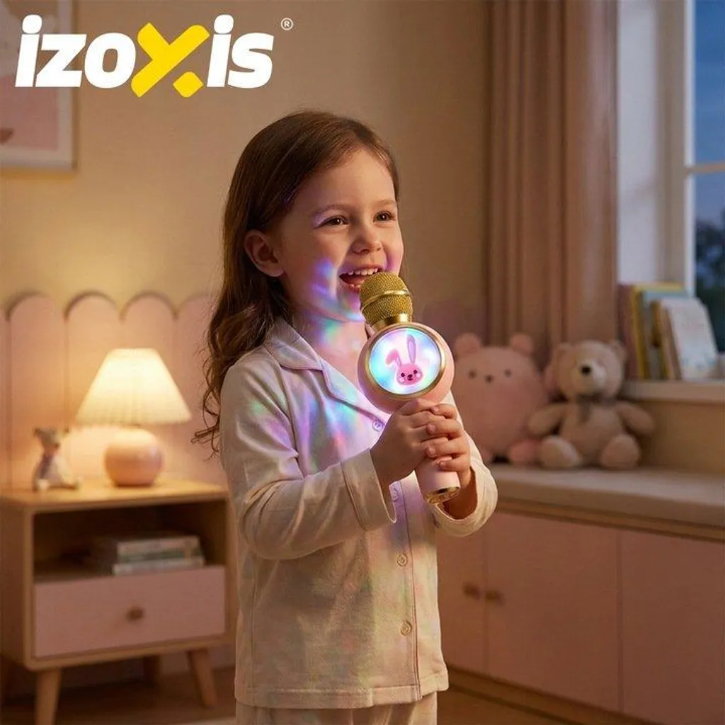 Izoxis 27048 Microfono Karaoke Rabbit Rosa - Regalo Perfetto per Bambini - 4