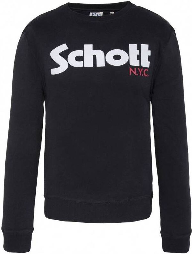 SCHOTT - Herren Sweatshirt mit Rundhalsausschnitt und Logo - Größe L
