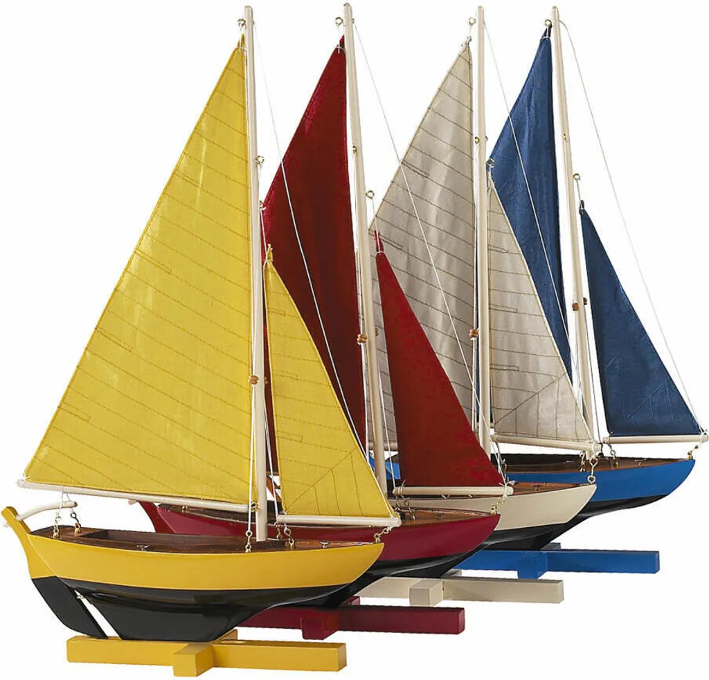 Authentic Models Sunset Sailors AS170 - Set de 4 Voiliers en Bois et Coton